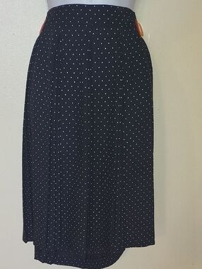 Liz Claiborne Black Midi Skirt with White Polka Dots With Side Zipper